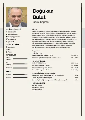Gemi Kaptanı CV Örnekleri cv indir